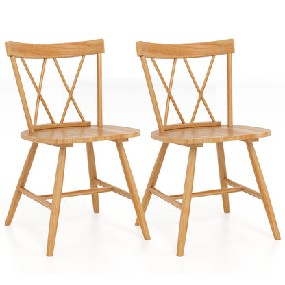 Farmhouse Dining Chairs with Solid Rubber Wood Frame Set of 2 Natural