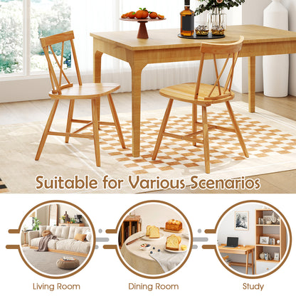 Farmhouse Dining Chairs with Solid Rubber Wood Frame Set of 2 Natural