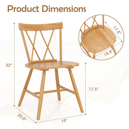 Farmhouse Dining Chairs with Solid Rubber Wood Frame Set of 2 Natural