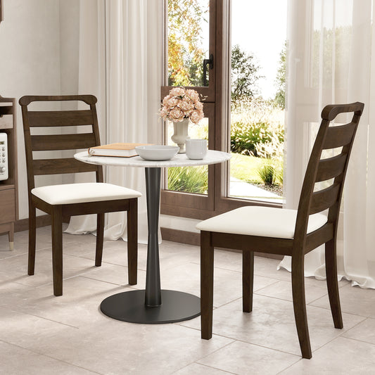 Wooden Dining Chairs with Plush Polyester Upholstery Comfortable Seating Set of 2