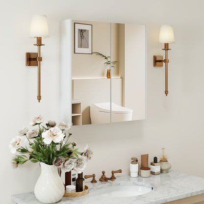 Wall-Mounted Double Door Medicine Cabinet with Mirror & Adjustable Shelves