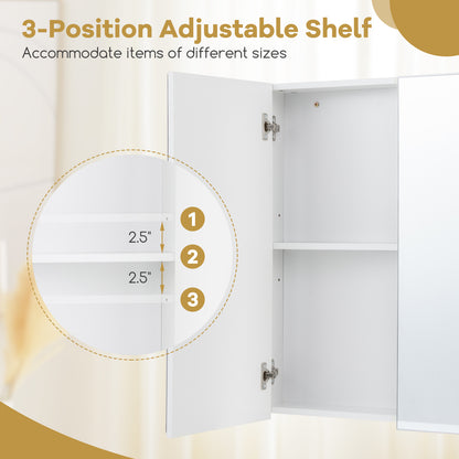 Wall-Mounted Double Door Medicine Cabinet with Mirror & Adjustable Shelves