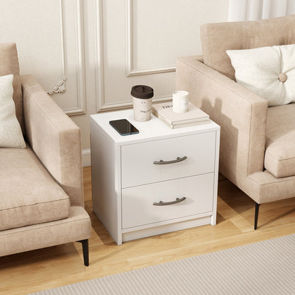 2-Drawer Nightstand with Storage for Bedroom and Living Room - White