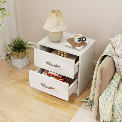 2-Drawer Nightstand with Storage for Bedroom and Living Room - White