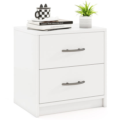 2-Drawer Nightstand with Storage for Bedroom and Living Room - White