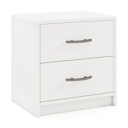 2-Drawer Nightstand with Storage for Bedroom and Living Room - White