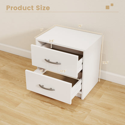 2-Drawer Nightstand with Storage for Bedroom and Living Room - White