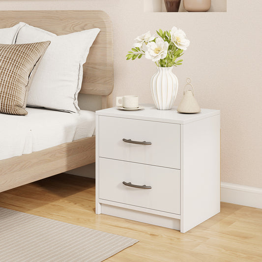 2-Drawer Nightstand with Storage for Bedroom and Living Room - White