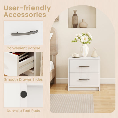2-Drawer Nightstand with Storage for Bedroom and Living Room - White