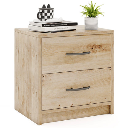 2-Drawer Nightstand with Storage for Bedroom and Living Room - Oak
