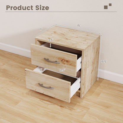 2-Drawer Nightstand with Storage for Bedroom and Living Room - Oak