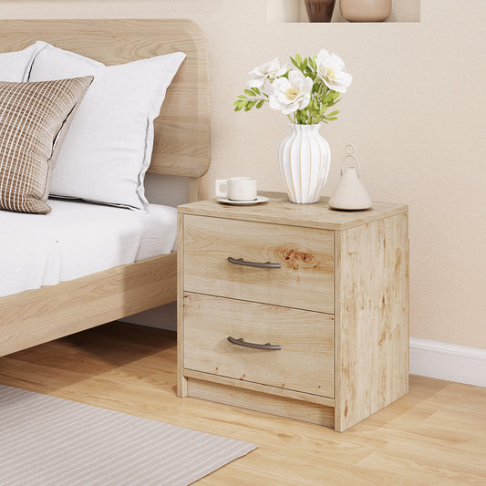 2-Drawer Nightstand with Storage for Bedroom and Living Room - Oak