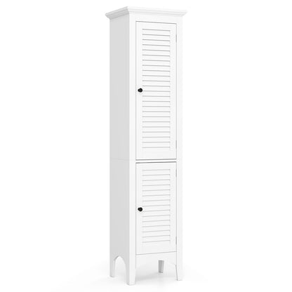 5-Shelf Tall Narrow Storage Cabinet with Louvered Doors