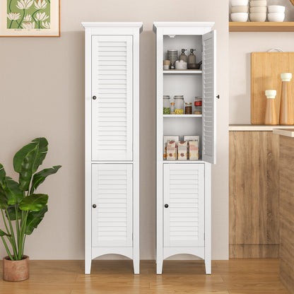 5-Shelf Tall Narrow Storage Cabinet with Louvered Doors