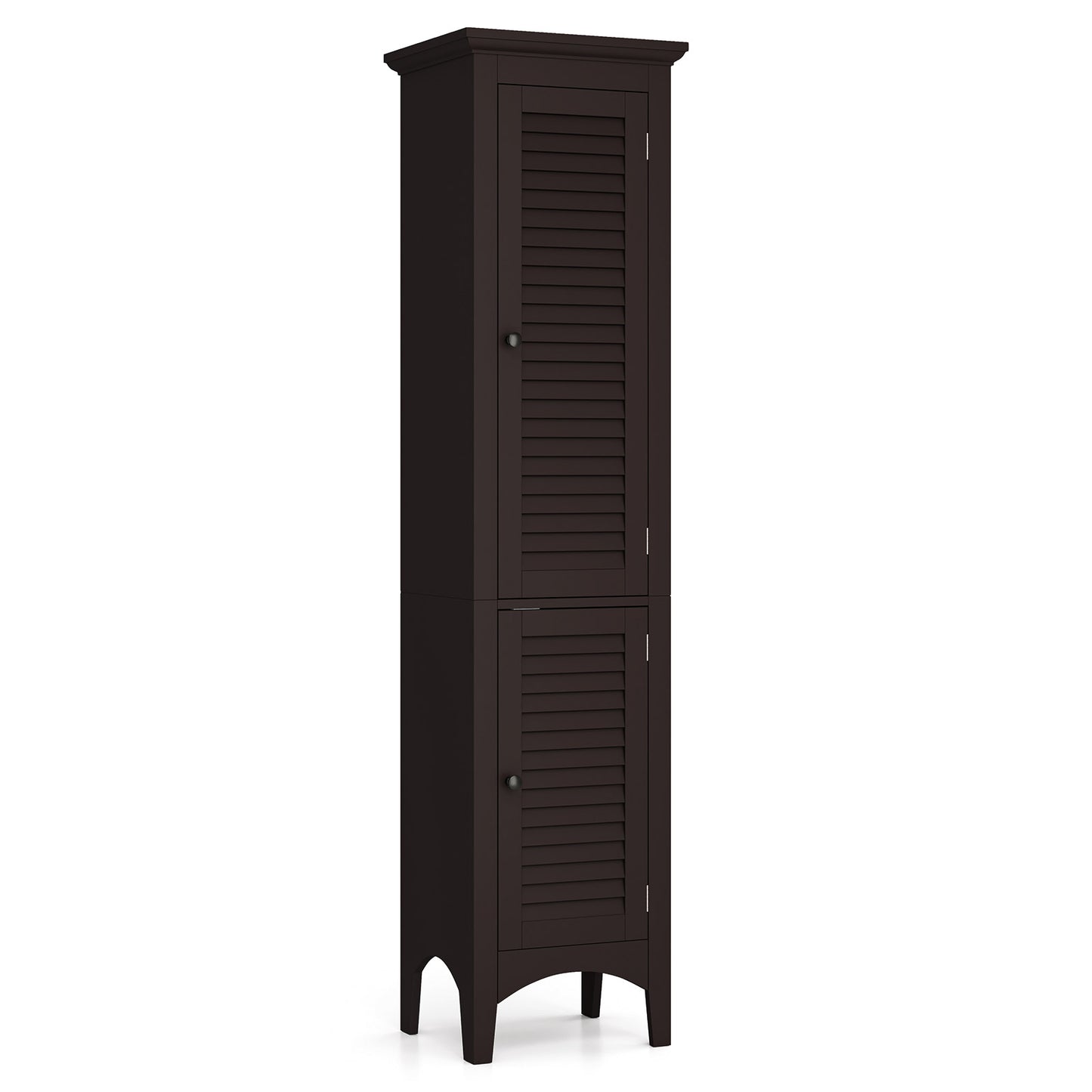 5-Shelf Tall Narrow Storage Cabinet with Louvered Doors