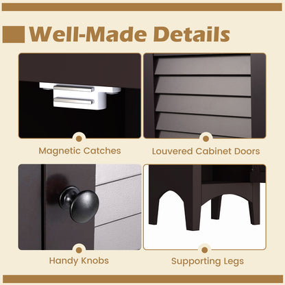 5-Shelf Tall Narrow Storage Cabinet with Louvered Doors