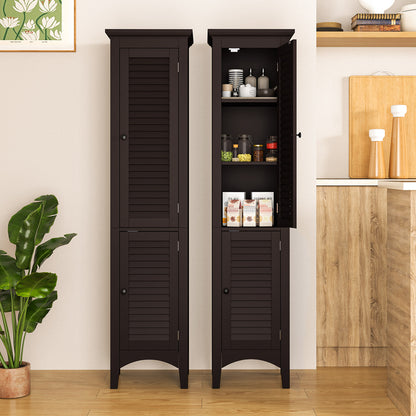 5-Shelf Tall Narrow Storage Cabinet with Louvered Doors
