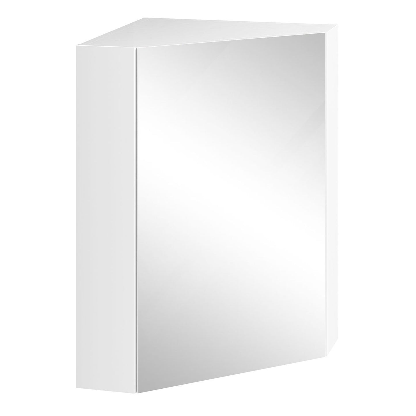 Space-Saving Corner Medicine Cabinet with Mirror Door & Adjustable Shelf for Bathroom - White