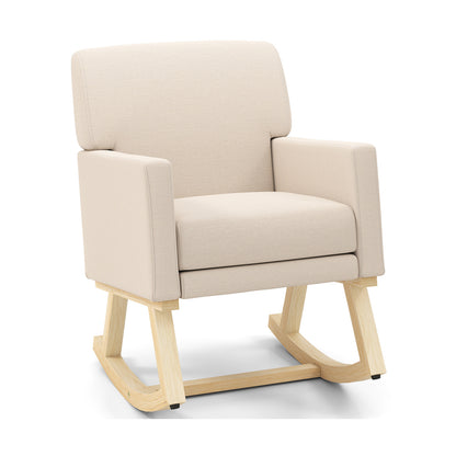 Comfortable Upholstered Rocker Chair with Ergonomic Design in Beige