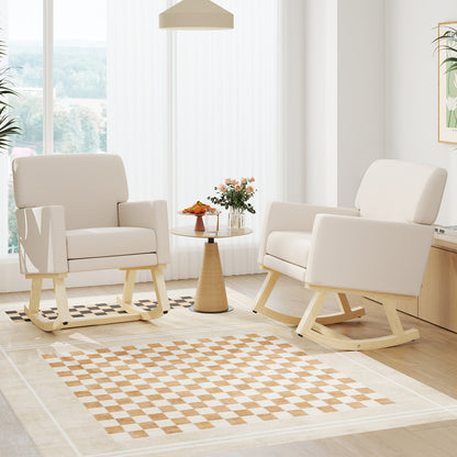 Comfortable Upholstered Rocker Chair with Ergonomic Design in Beige
