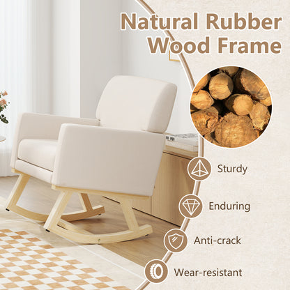 Comfortable Upholstered Rocker Chair with Ergonomic Design in Beige