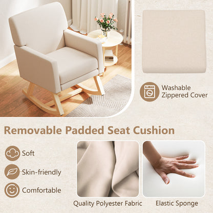 Comfortable Upholstered Rocker Chair with Ergonomic Design in Beige