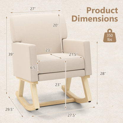 Comfortable Upholstered Rocker Chair with Ergonomic Design in Beige