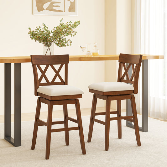 Swivel Bar Stool with Padded Seat and Ergonomic Backrest for Kitchen or Dining Space Brown 31 Inch