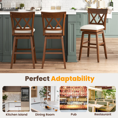 Swivel Bar Stool with Padded Seat and Ergonomic Backrest for Kitchen or Dining Space Brown 31 Inch