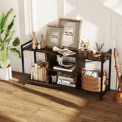 Rustic Industrial TV Stand with Ample Storage and Open Shelves for TVs up to 55 Inches