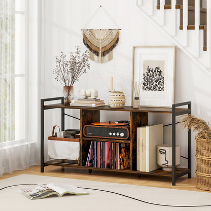 Rustic Industrial TV Stand with Ample Storage and Open Shelves for TVs up to 55 Inches