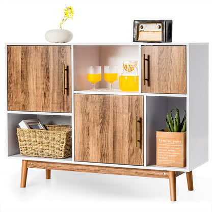 Contemporary Sideboard with 6 Storage Compartments and Cabinet Doors
