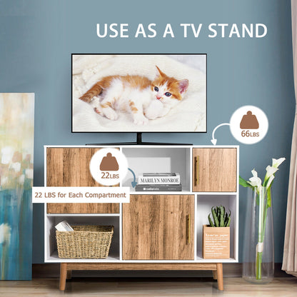 Contemporary Sideboard with 6 Storage Compartments and Cabinet Doors