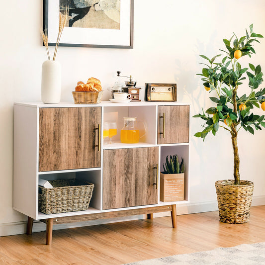 Contemporary Sideboard with 6 Storage Compartments and Cabinet Doors