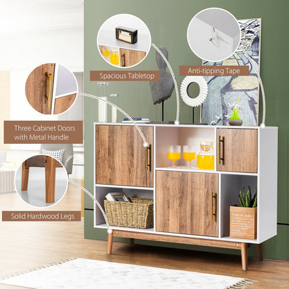 Contemporary Sideboard with 6 Storage Compartments and Cabinet Doors