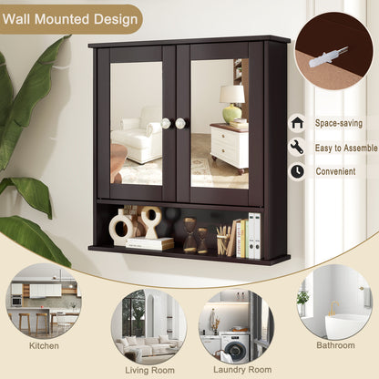 Space Saving Wall Cabinet with Mirror and Adjustable Shelves