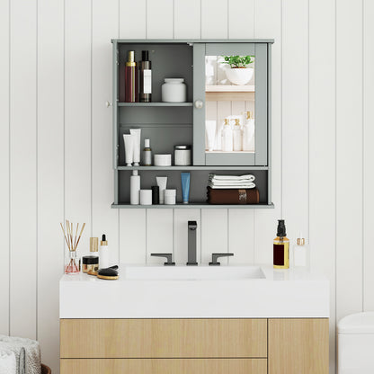 Space Saving Wall Cabinet with Mirror and Adjustable Shelves