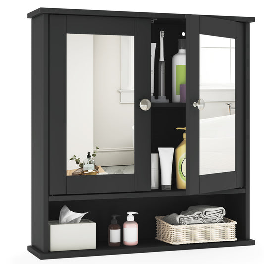 Space Saving Wall Cabinet with Mirror and Adjustable Shelves