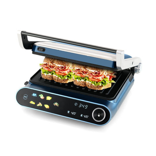 1200W Panini Press Grill with 7 Grilling Modes & LED Display