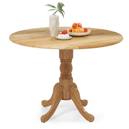 Elegant Round Wooden Dining Table with Curved Trestle Legs in Natural Finish