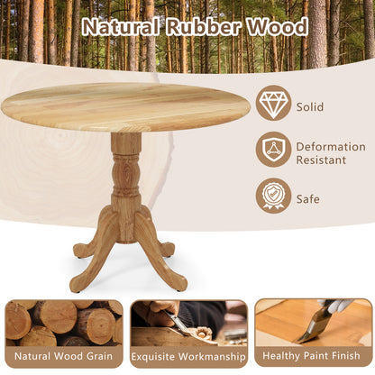 Elegant Round Wooden Dining Table with Curved Trestle Legs in Natural Finish