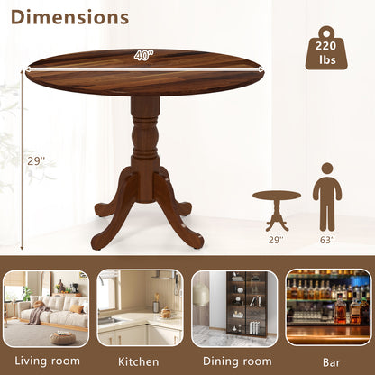 Elegant Round Wooden Dining Table with Curved Trestle Legs in Walnut Finish