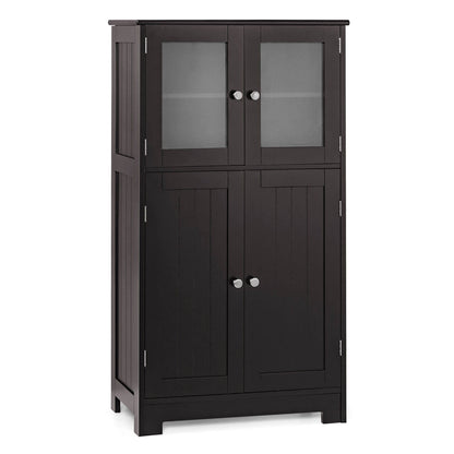 4 Door Freestanding Bathroom & Kitchen Storage Cabinet with Adjustable Shelf