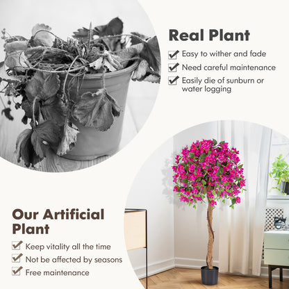 4.5ft Artificial Azalea Tree with Realistic Flowers and Cement Pot – Lifelike Indoor/Outdoor Décor