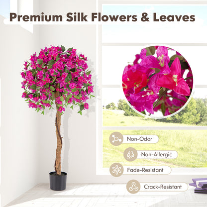 4.5ft Artificial Azalea Tree with Realistic Flowers and Cement Pot – Lifelike Indoor/Outdoor Décor