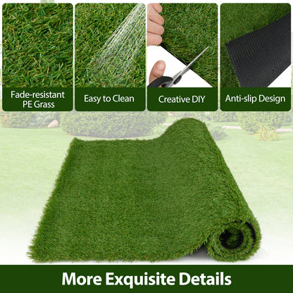 Premium Indoor/Outdoor Artificial Grass Mat with Drainage Holes for Easy Cleaning