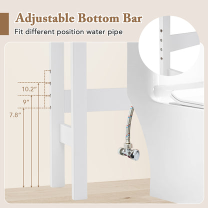 Over-the-Toilet Storage Cabinet with Drawers, Shelves, and Adjustable Bottom Bar