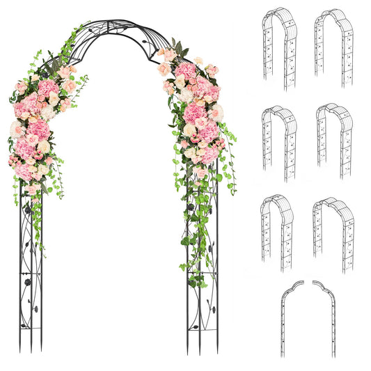 Multipurpose Metal Garden Arch Trellis with 7 Adjustable Forms for Climbing Plants and Decorations