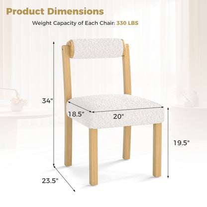 Luxurious Faux Sherpa Wooden Dining Chairs with Cylinder Back - Set of 2