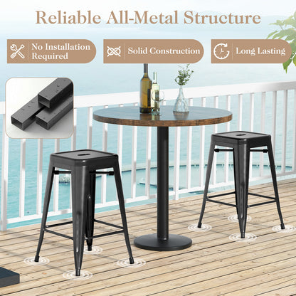 Set of 4 Tolix Style 24 Inch Counter Height Bar Stools Stackable Metal Chairs in Black Finish